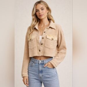 BAGATELLE COLLECTION Golden Yellow Cropped Waffle Knit Jacket 100% Cotton